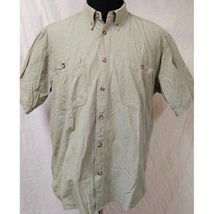 Cabela's Legendary Quality Mens Large Reg Green Short Sleeve Button Down Shirt